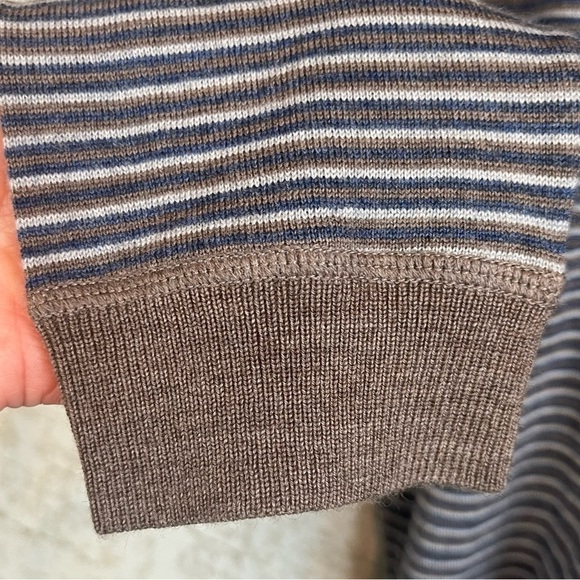Johnnie-O Mens Virgil Prep Merino Wool Striped Sweater Sz Medium Gray Tan White - Picture 8 of 16
